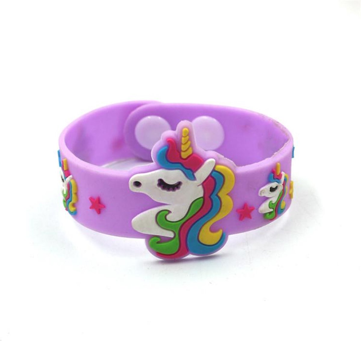 Eenhoorn Armband | Rubber Siliconen | Unicorn | Armbandje met Drukknoopjes | Paars